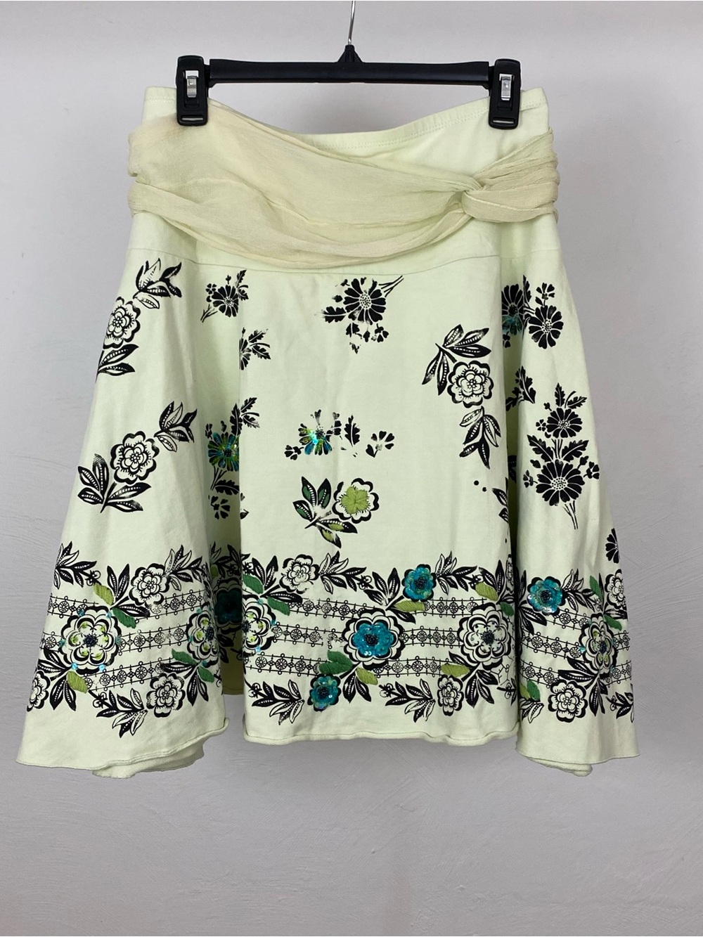 Free People Stamp Act Sequined Skirt - Light Mint Green - Large